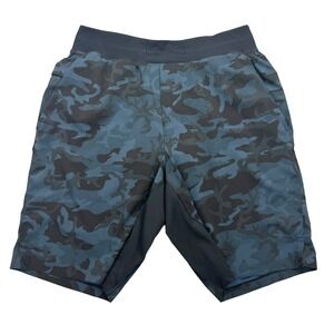 Lululemon Pace Breaker Short 9" Mens M Blue Camo Lined Elastic Waist Drawstring